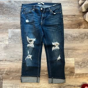 Kancan Dark Wash Cropped Distressed Capri Women’s Size 28/9 KC8327D